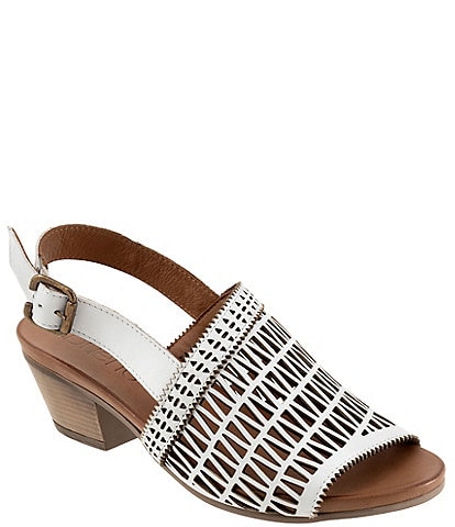Bueno Lia Leather Laser Cut Sling Sandals