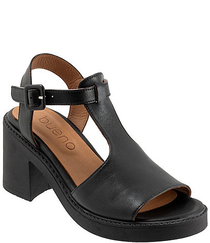 Bueno Mckenzie Leather Platform Block Heel Sandals