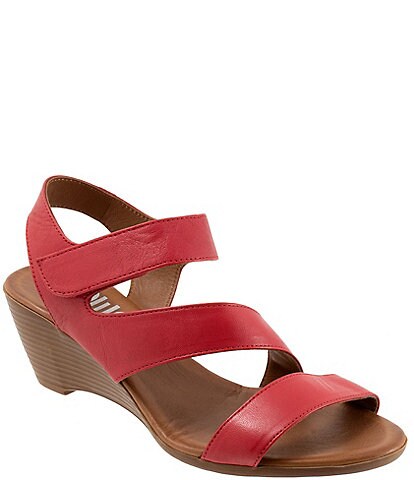 Bueno Rose Leather Wedge Sandals