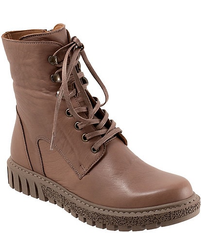 Bueno Scarlett Leather Platform Combat Booties