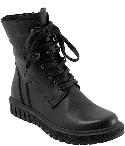 Bueno Scarlett Leather Platform Combat Booties