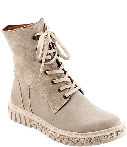 Bueno Scarlett Suede Platform Combat Booties