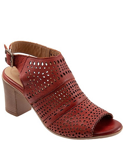 Bueno Upton Perforated Leather Block Heel Slingback Sandals