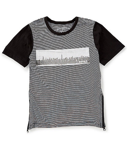 Buffalo David Bitton Big Boys 8-20 Short-Sleeve Striped Side-Zip Graphic Tee