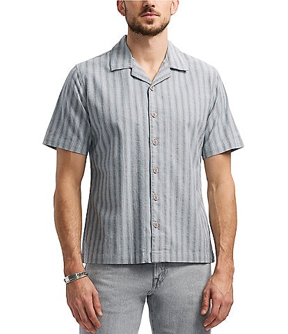 Buffalo David Bitton Salaman Camp Collar Button Front Stripe Top