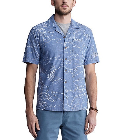 Buffalo David Bitton Sirvan Short Sleeve Nuanced Eagle Print Button Down Shirt