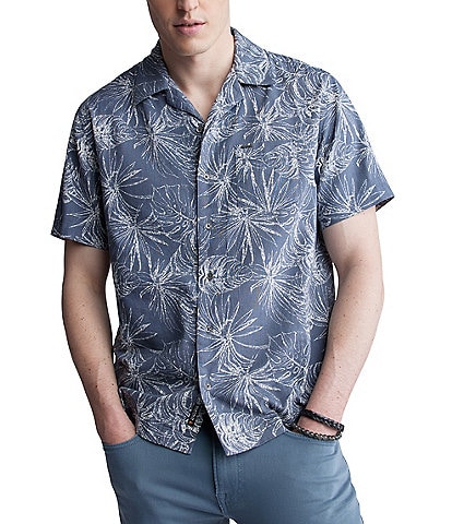 Buffalo David Bitton Suresh Palm Leaf Printed Short Sleeve Button Front Camp Shirt