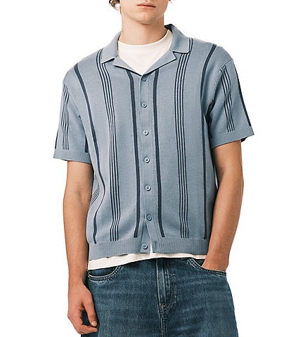 Buffalo David Bitton Waldir Button Front Vertical Stripe Shirt