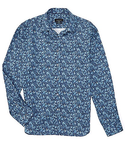 Bugatchi Cobalt Long-Sleeve Soft Touch Classic Fit Woven Shirt