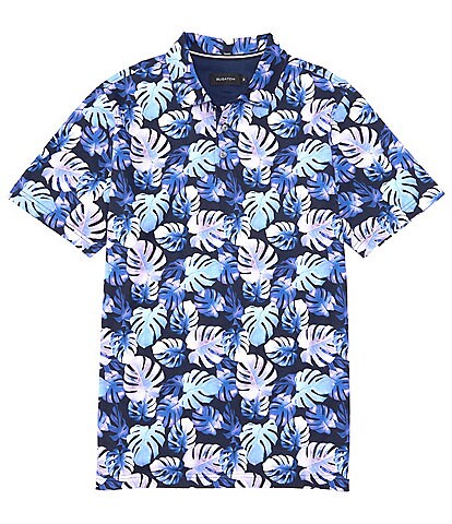 Bugatchi Digital Print Orchid Short-Sleeve Polo Shirt