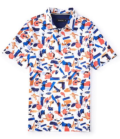 Bugatchi Digital Print Tangerine Short-Sleeve Polo Shirt
