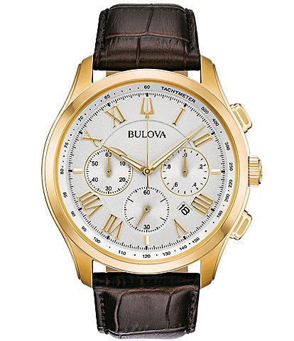 Bulova Classic Collection Men's Wilton Chronograph Brown Leather Strap Watch