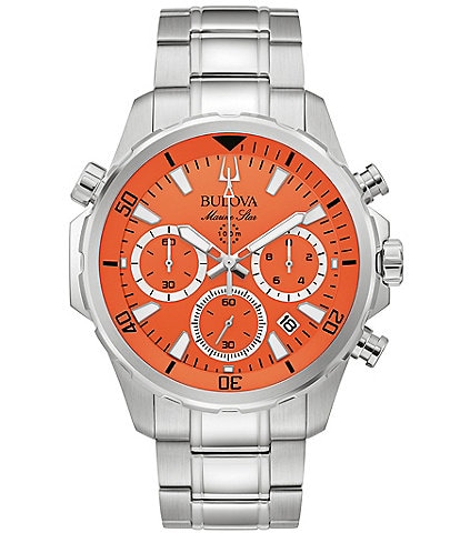 Bulova Marine Star Collection Men's Orange Dial Chronograph Watch