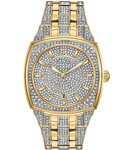 Bulova Men's Crystal Pave Two Tone Bracelet Watch