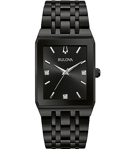Bulova Men's Diamond Accent Black Stainless Steel Bracelet Watch
