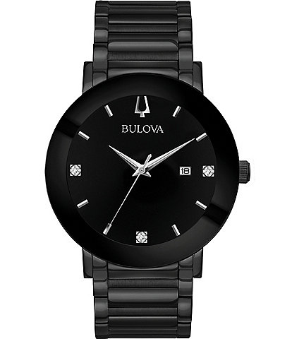 Bulova Men's Futuro Analog Modern Black Stainless Steel Bracelet Watch