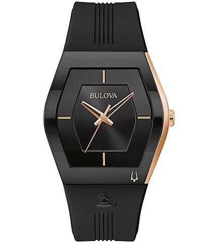 Bulova Men's GRAMMY Gemini Black Silicone Strap Watch