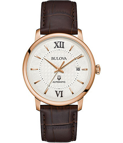 Bulova Men's Hudson Automatic Brown Leather Strap Watch