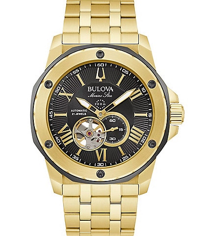 Bulova Men's Mechanical Automatic Marine Star Gold Tone Watch