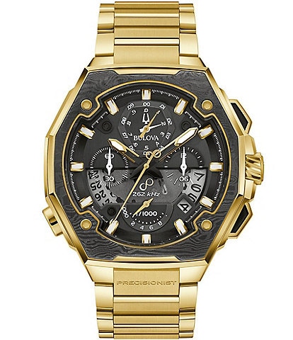 Bulova Men's Precisionist Chronograph Gold Tone Stainless Steel Bracelet Watch