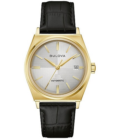 Bulova Men's Sinatra Automatic Black Leather Strap Watch