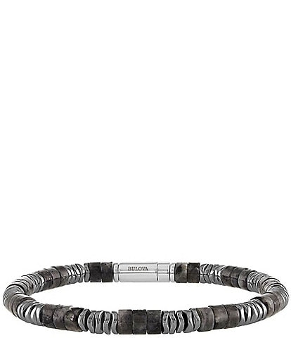Bulova Men's Sterling Silver Beaded Line Bracelet