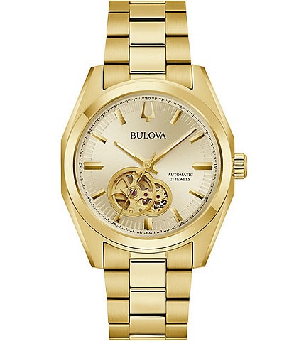 Bulova Men's Surveyor Mechanical Automatic Gold Tone Stainless Steel Bracelet Watch