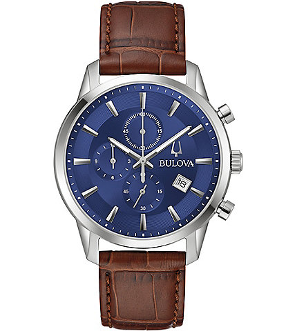Bulova Men's Sutton Chronograph Brown Leather Strap Watch