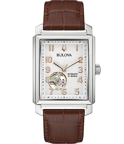 Bulova Men's Sutton Classic Automatic Brown Leather Strap Watch