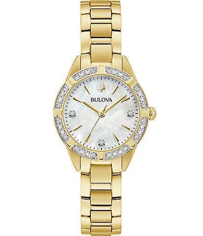 Bulova Sutton Collection Women's Crystal Mother Of Pearl Bracelet Watch