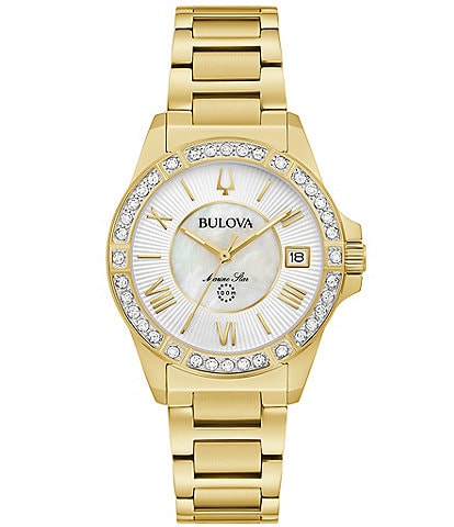 Bulova Women's Marine Star Series L Quartz Gold Tone Stainless Steel Bracelet Watch