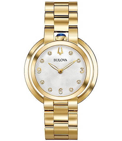 Bulova Women's Rubaiyat Quartz Analog Gold Stainless Steel Bracelet Watch