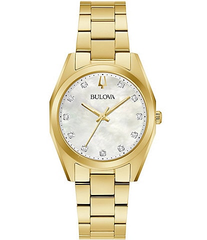 Bulova Women's Surveyor Quartz Analog Gold Tone Crystal Stainless Steel Bracelet Watch