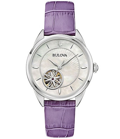 Bulova Women's Sutton Automatic Purple Leather Strap Watch