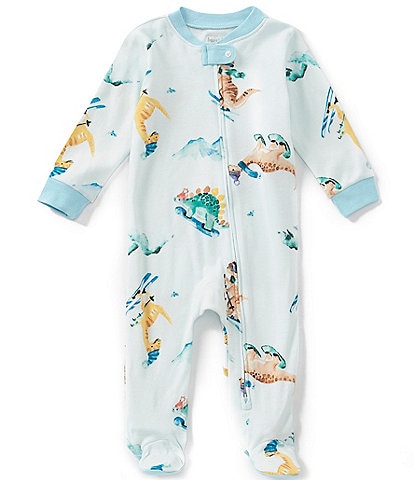 Burt's Bees Baby Boys Snow Riding Dinosaur Footed Coverall