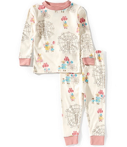 Burt's Bees Baby Girls 12-24 Months Long Sleeve Fall Carnival Pajama Top & Matching Pajama Pant Set