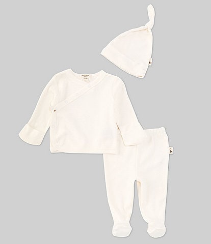 Burt's Bees Baby Girls Preemie-3 Months Long-Sleeve Asymmetrical-Snap Top, Footed Pants & Hat Take Me Home Set