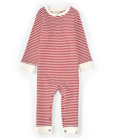 Burt's Bees Baby Newborn-24 Months Long-Sleeve Classic-Stripe Thermal Coverall