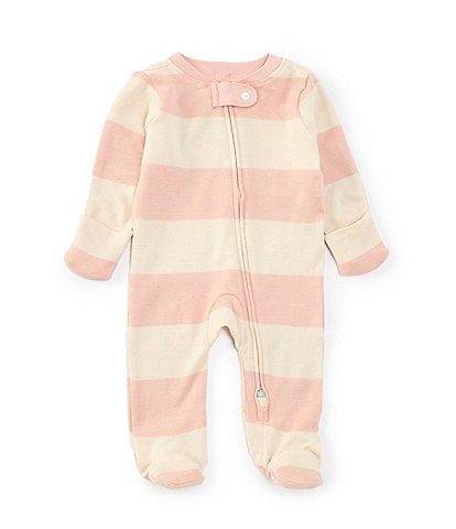 Burt's Bees Baby Newborn-9 Months Long-Sleeve Rugby-Striped Footed Coverall