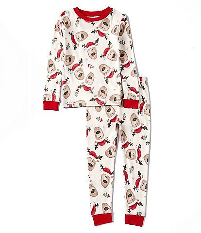 Burt's Bees Kids 2T-5T Long Sleeve Reindeer Christmas Pajama T-Shirt & Matching Pajama Pant Set