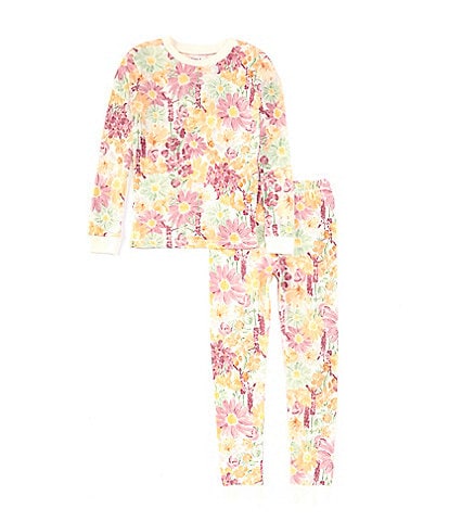 Burt's Bees Little Girls 2T-5T Long Sleeve Wild Floral Pajama Top & Matching Pant Set