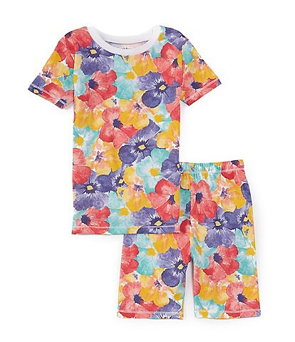 Burt's Bees Little Girls 2T-5T Short-Sleeve Hibiscus-Printed Pajama T-Shirt & Matching Shorts Set