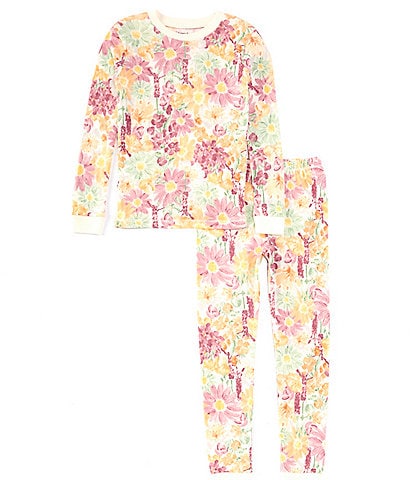 Burt's Bees Little/Big Girls 6-12 Long Sleeve Wild Floral Field Printed Pajama T-Shirt & Matching Pajama Pant Set