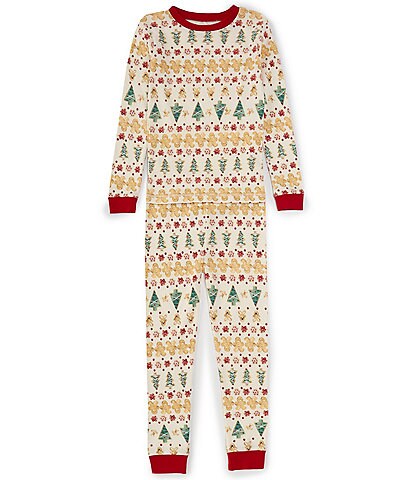 Burt's Bees Little/Big Kids 2T-12 Long Sleeve Santa's Sleigh Pajama Top & Matching Pant Set
