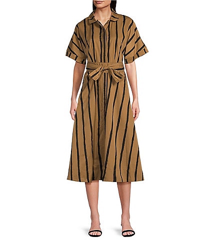 Buru Donna A-Line Striped Day Midi Dress