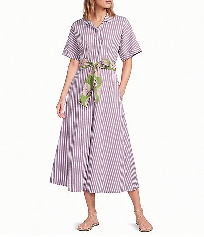Buru Donna A-Line Striped Day Midi Dress