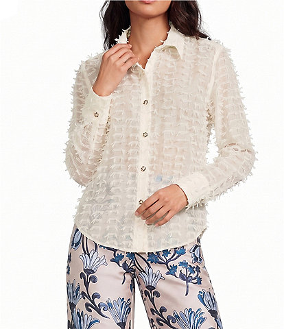 Buru Textured Contrast Collar Button Down