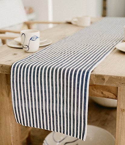business & pleasure Reversible Table Runner - Lauren's Navy Stripes