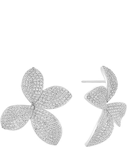 By Adina Eden Crystal Eden Pave Flower Stud Earrings