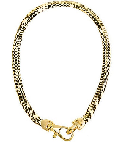 By Adina Eden Solid Large Clasp Wide Snake Chain Necklace